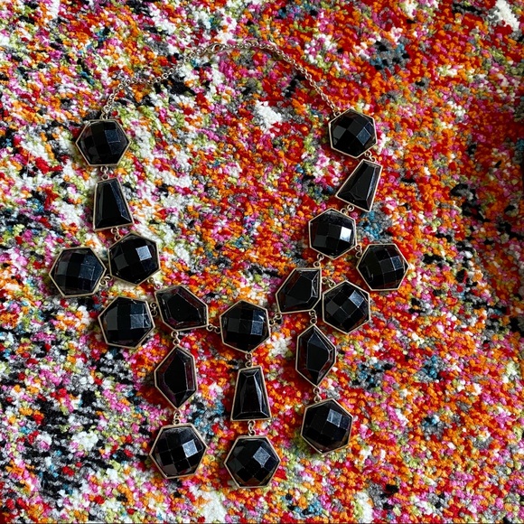 Black and Faux Gold Geometric Fashion Necklace - Picture 2 of 2